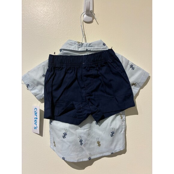 NWT Carter's Blue Racecar Shorts Outfit- 6M - Picture 2 of 3
